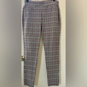 Michael Kors Women’s Burgundy/Black Plaid Pull-on Stretch Crop Pants L
